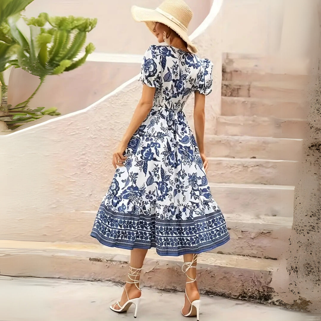Romantic floral day dress look