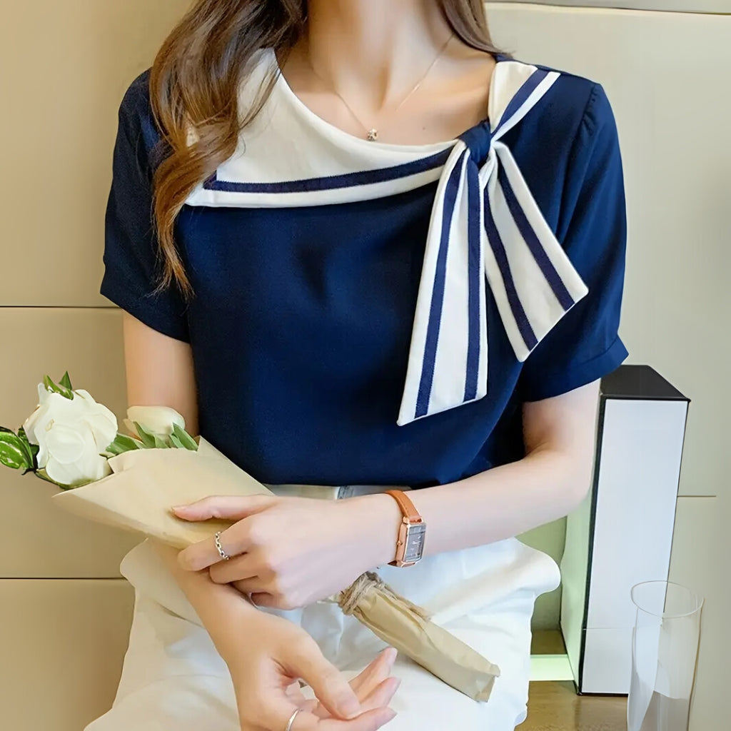 Detail view of sailor collar bow