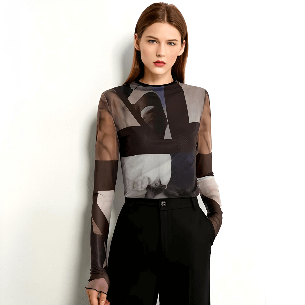 Detail of artistic blouse fabric