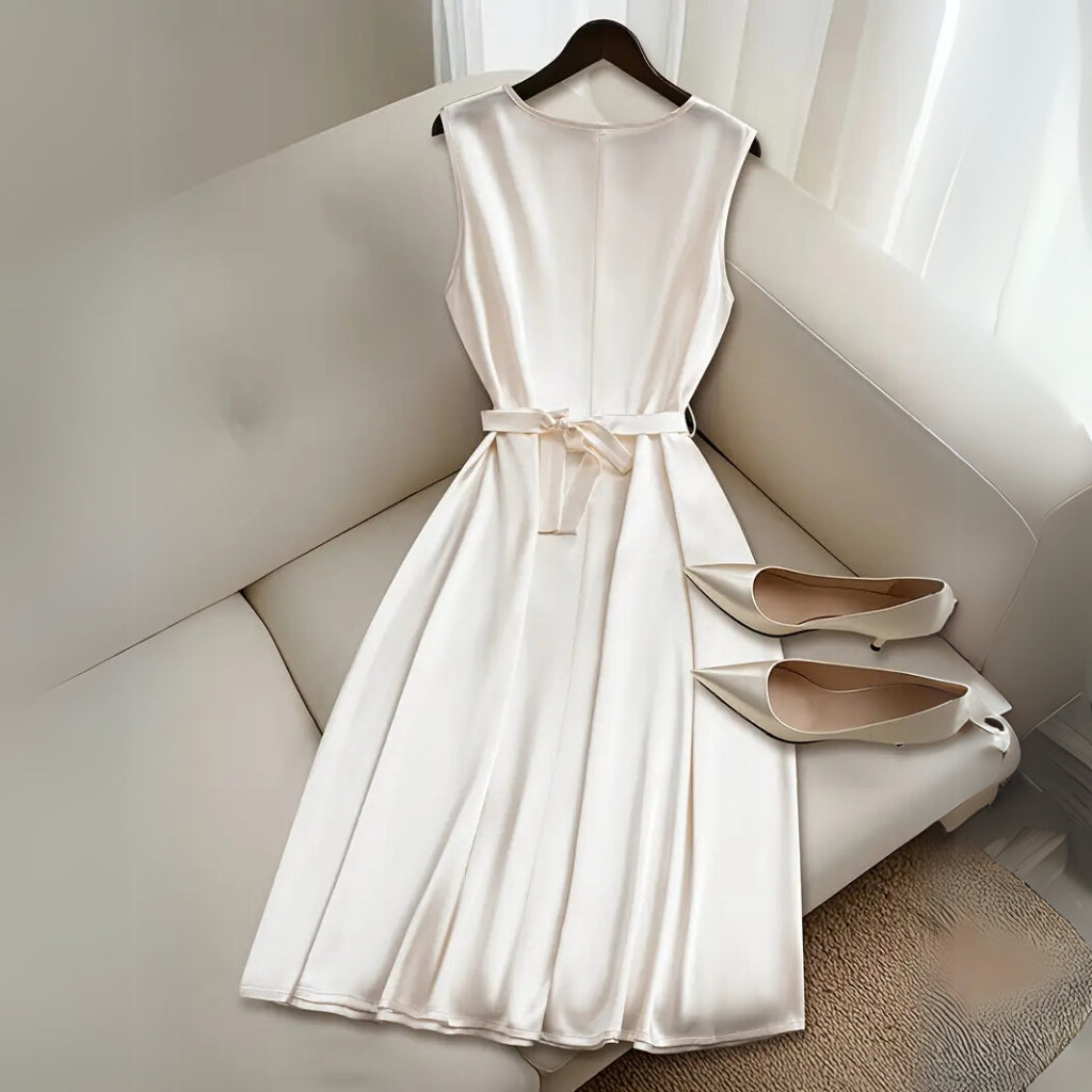 Elegant sleeveless mini dress with pleated skirt