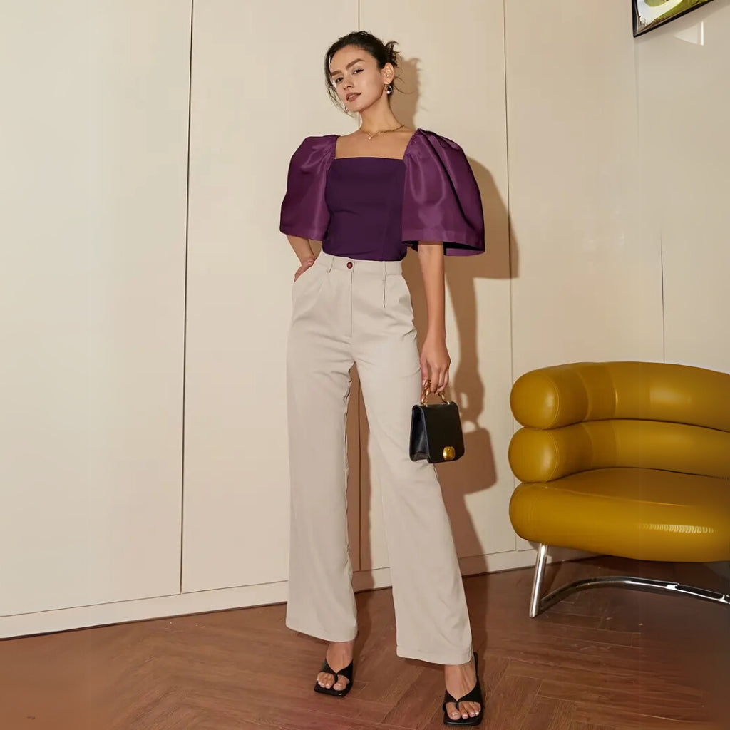 Structured statement sleeve blouse