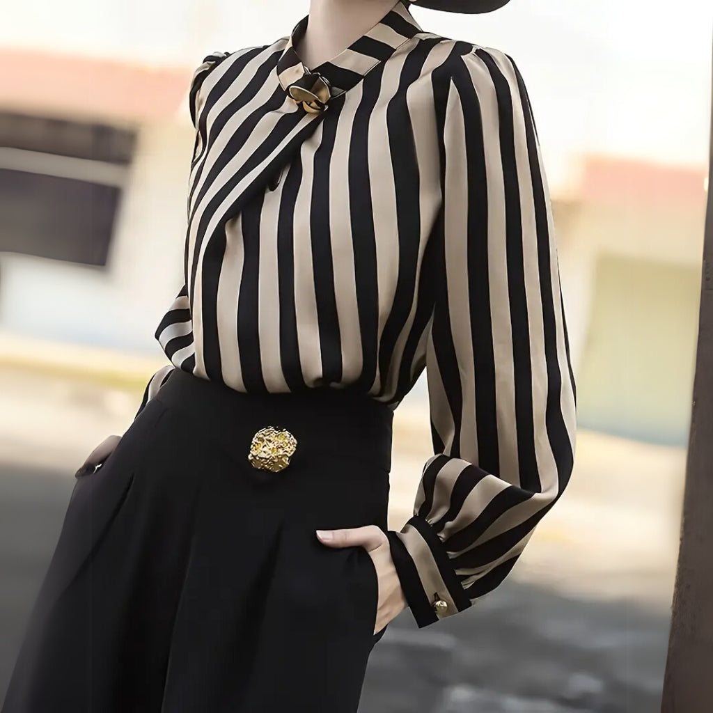 Office outfit with striped blouse