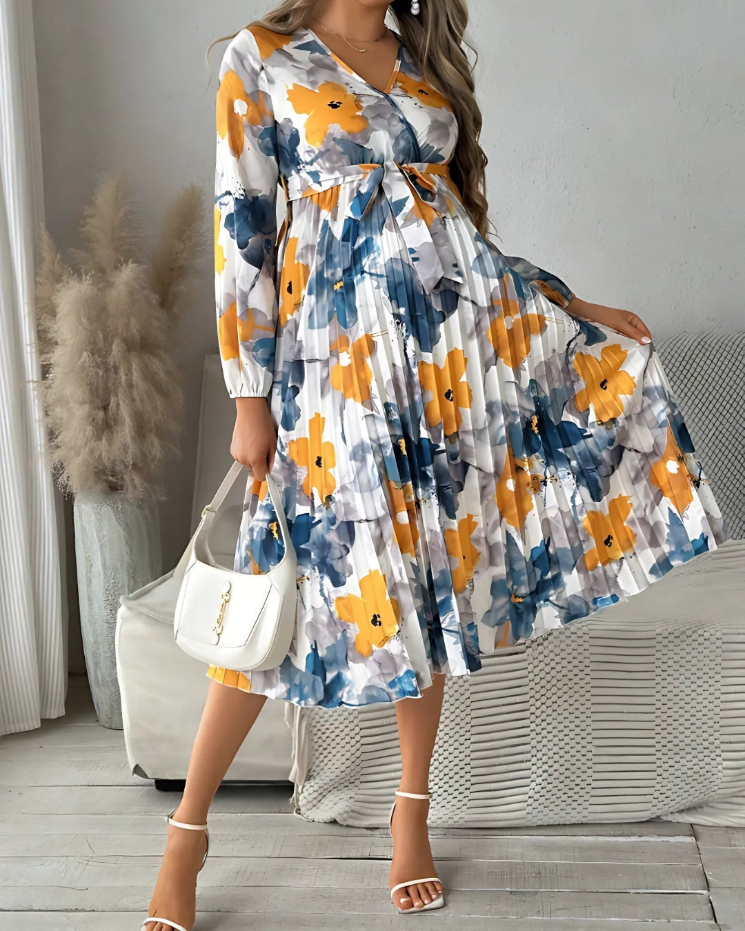 Colourful summer midi dress outfit