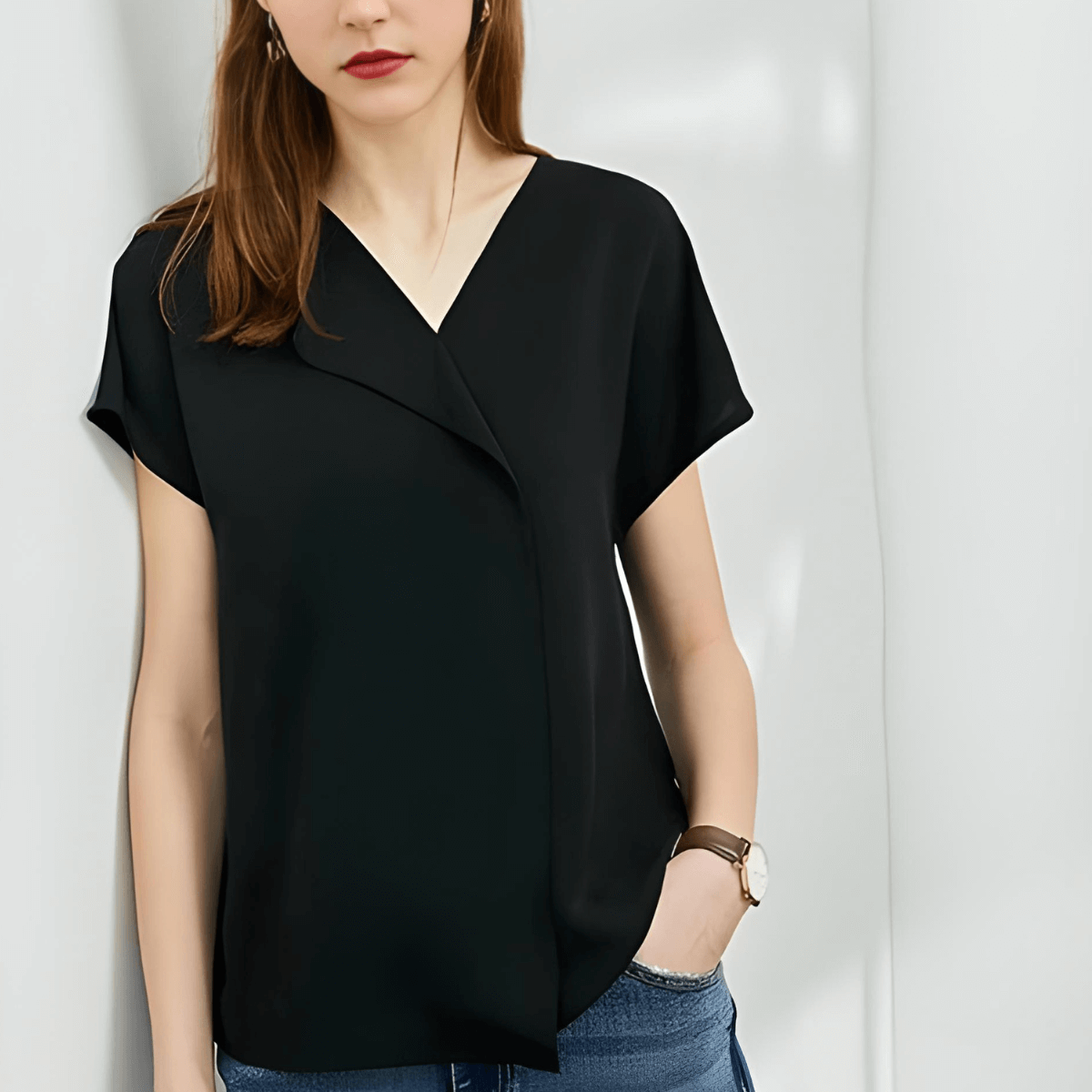 Casual outfit styling with relaxed blouse