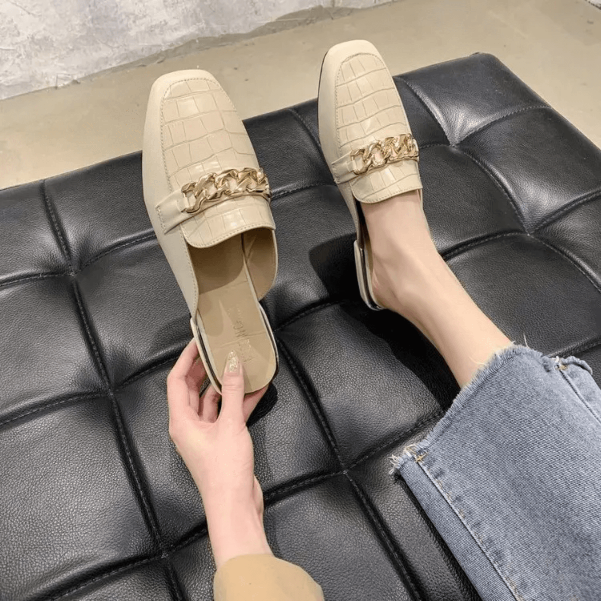 Top view of slip-on mule