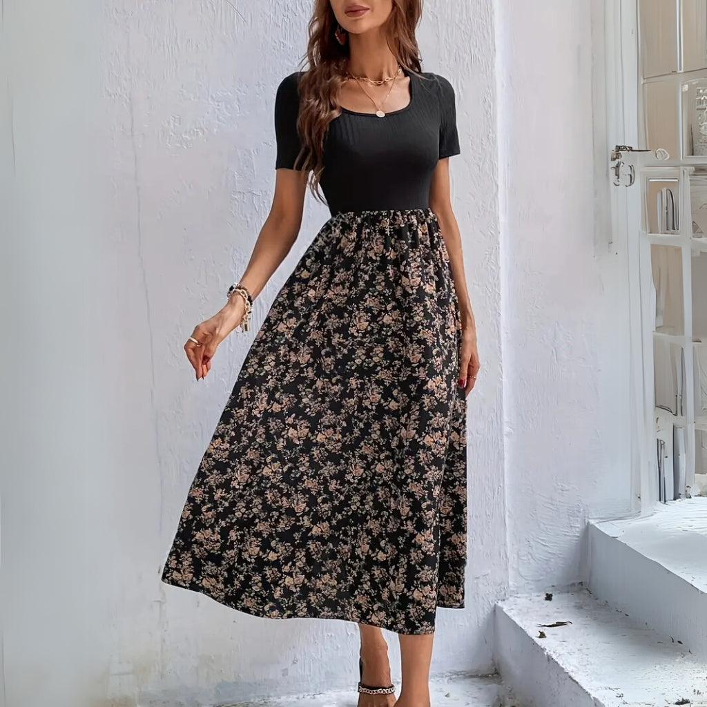 Side walking look of floral dress