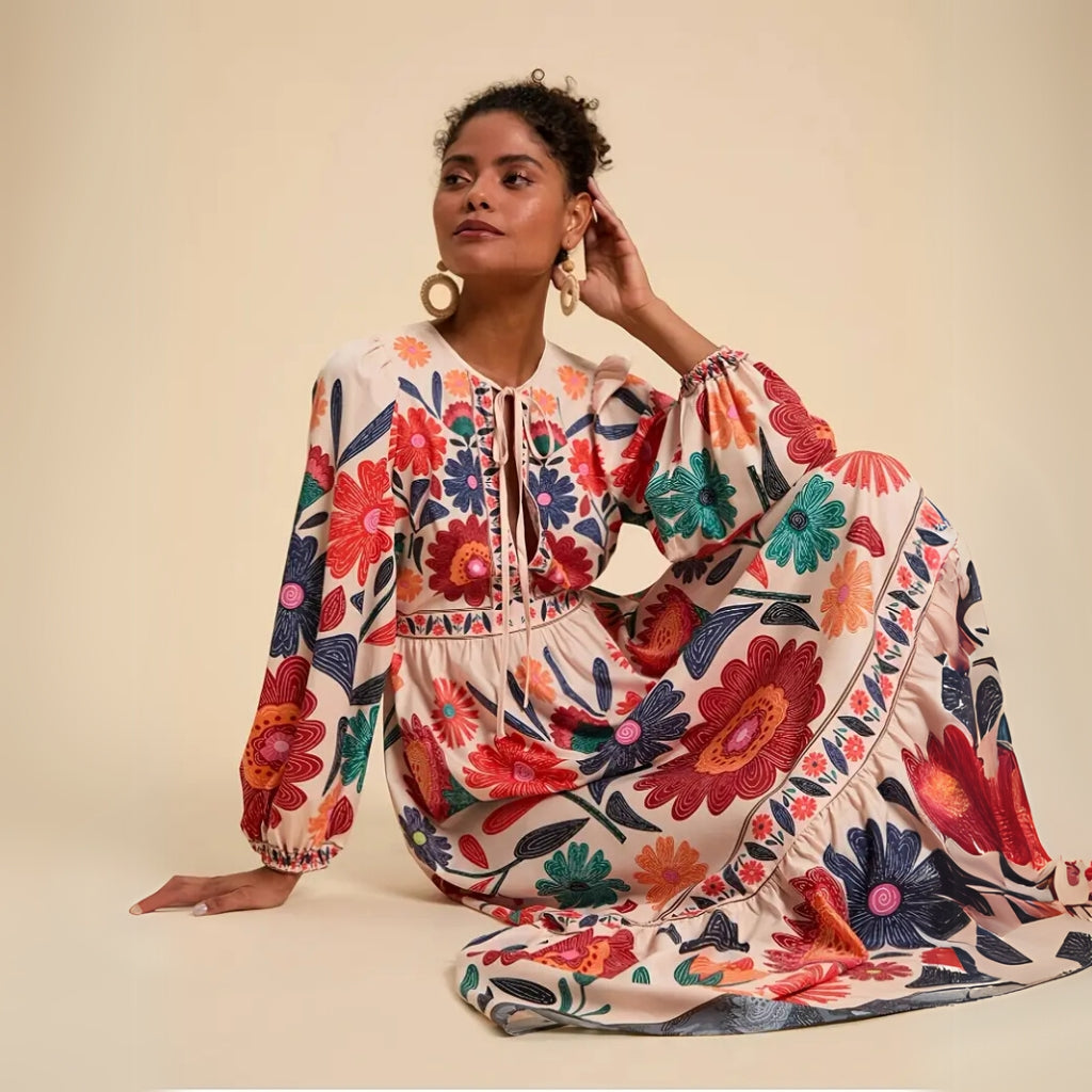 Artistic maxi dress front view