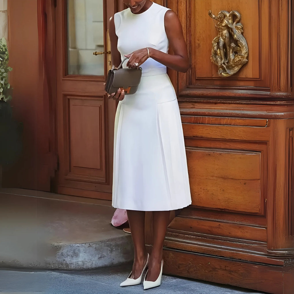 Detail view of elegant midi dress
