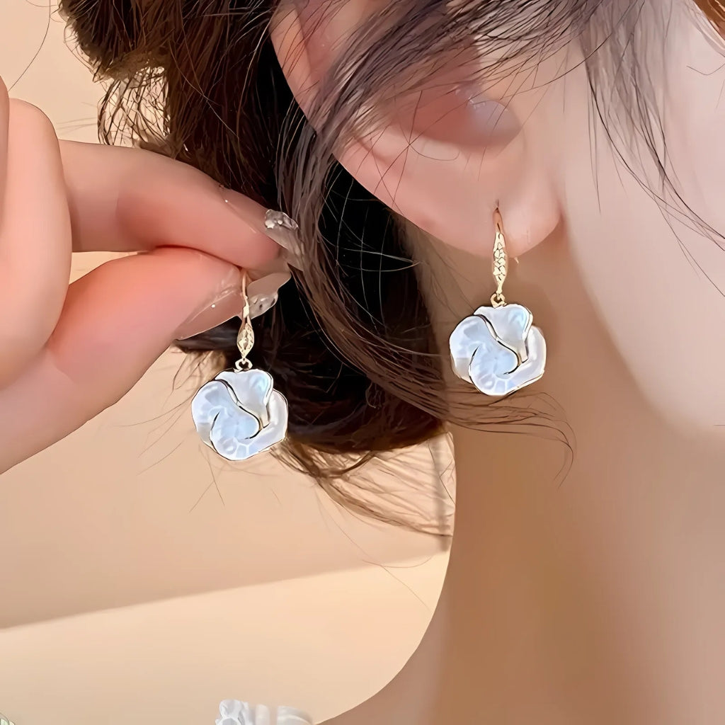white flower drop earrings for women elegant style