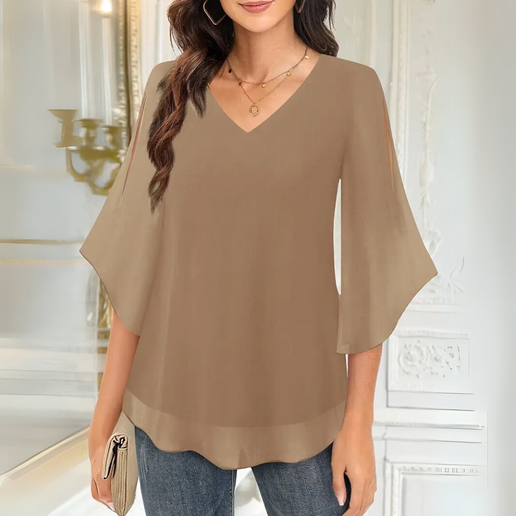 Lightweight feminine V neckline top