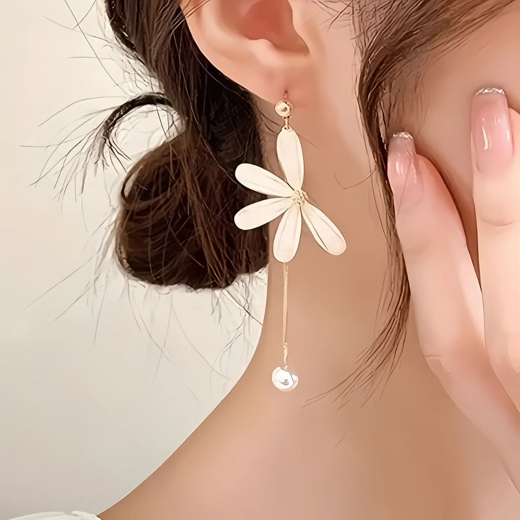 Gold flower drop earrings for women