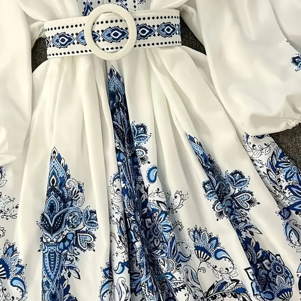 Embroidered feminine day dress look