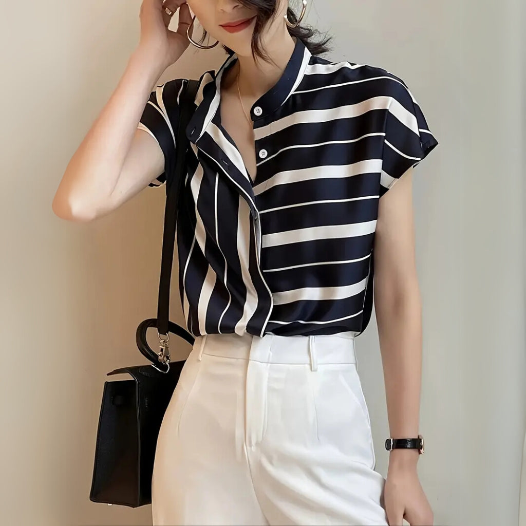 Lightweight vertical stripe blouse