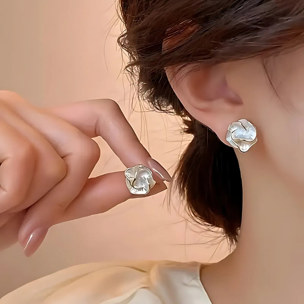 White pearl earrings for women elegant style