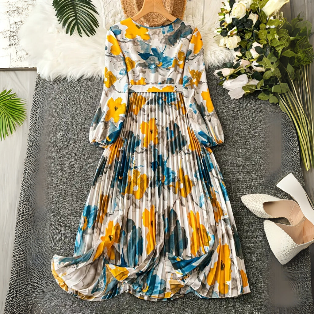 Floral midi dress for women elegant style midi dress outfit
