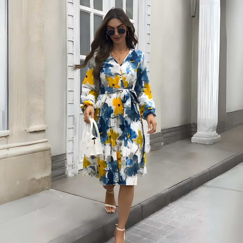 Floral midi dress for women elegant style