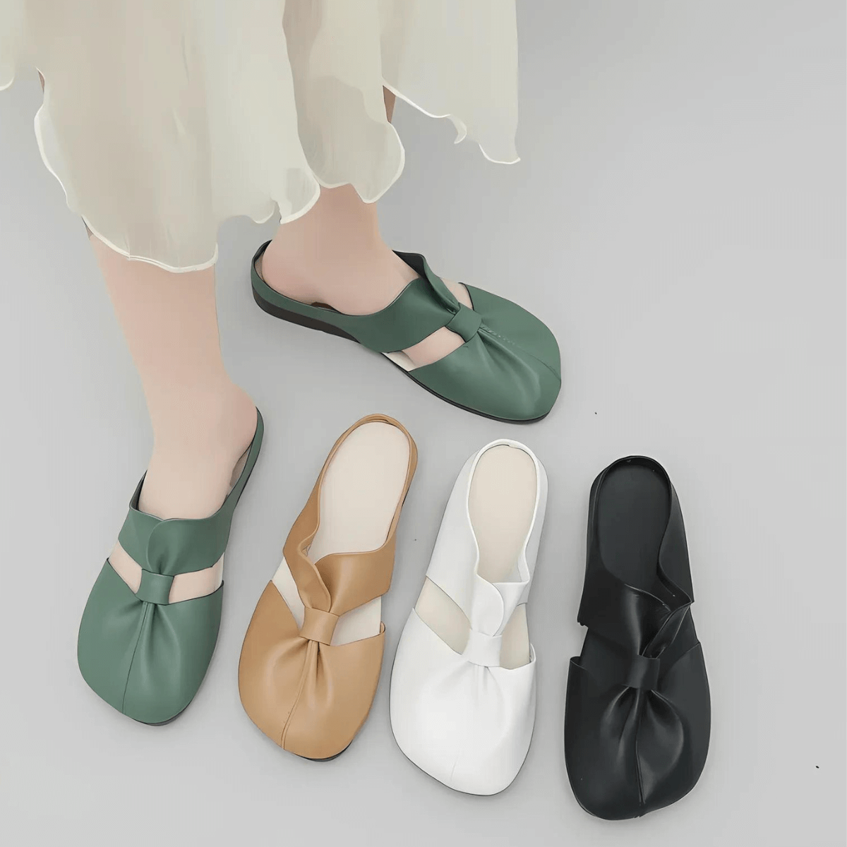White mule outfit look mani colors 