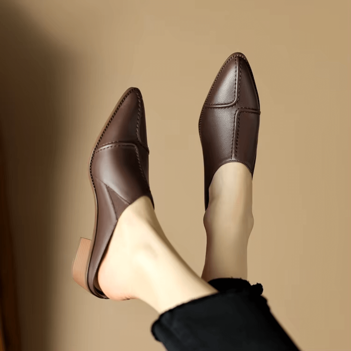 Top view of pointed slip-on shoe