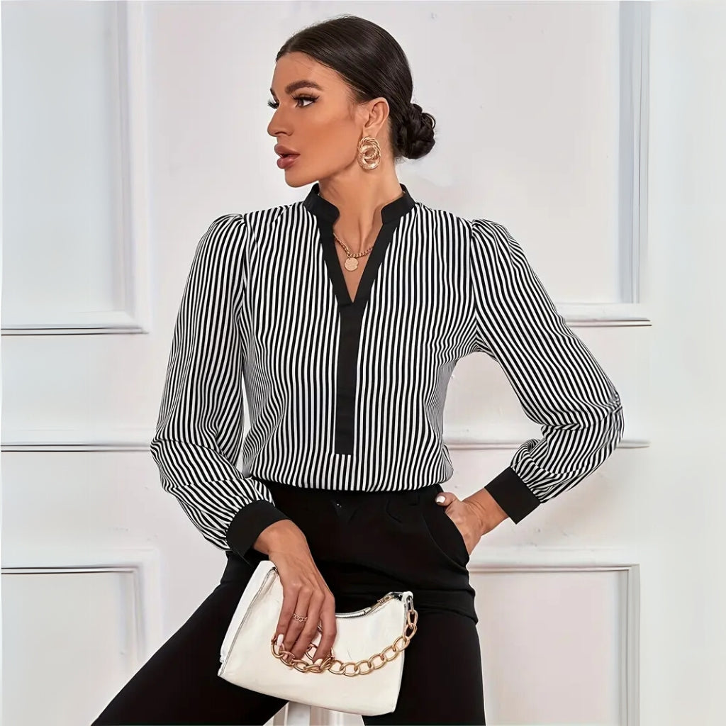 Detail of striped elegant blouse