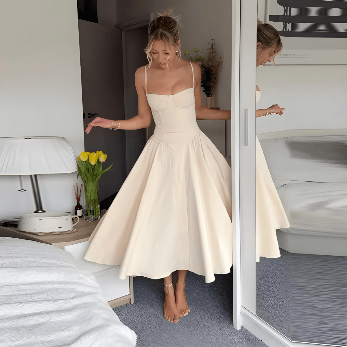 White elegant summer dress look
