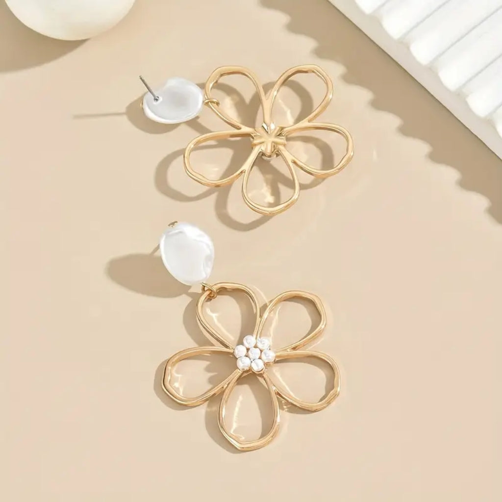 Close up floral acrylic earrings