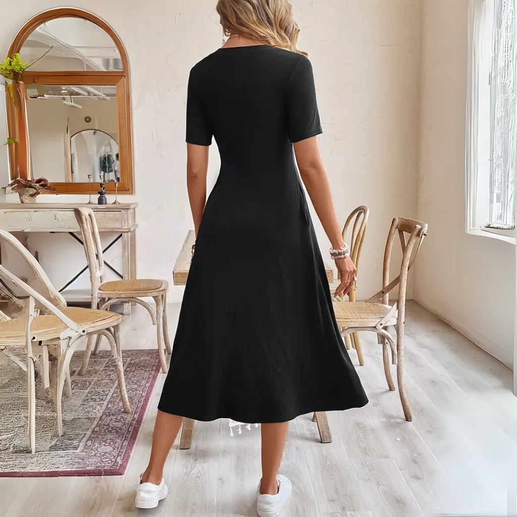 Work appropriate midi dress styling