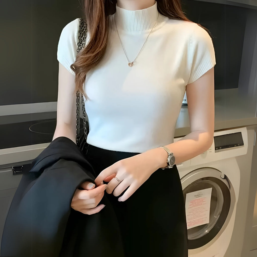 Mock neck top for women elegant style